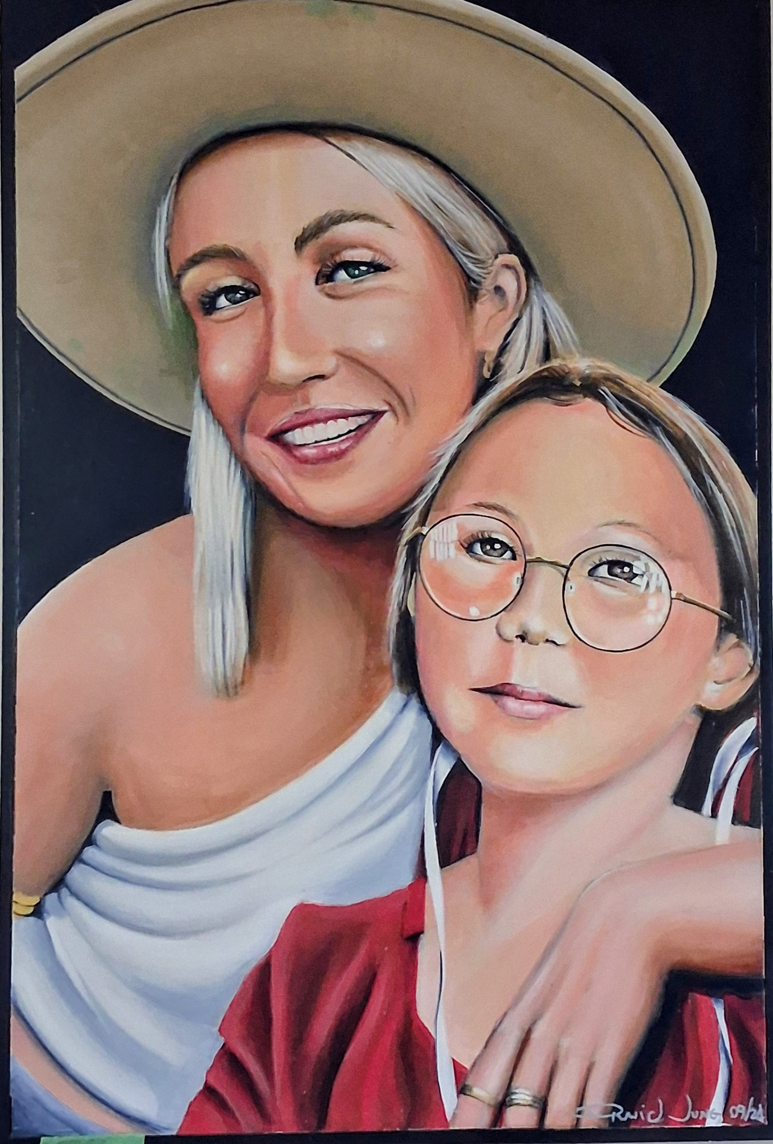 Portrait painting of a woman and a girl